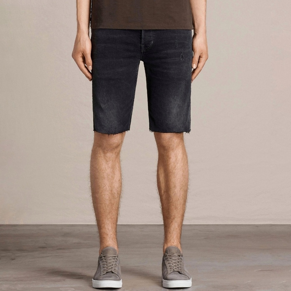 All Saints Switch Denim Cutoff Shorts in Black